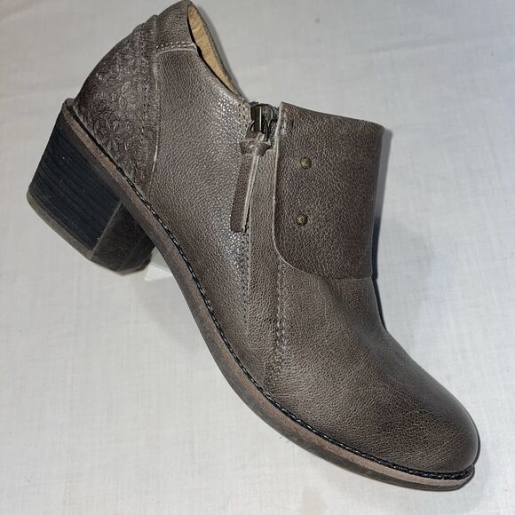 Halsa Michelle Womens Zip Sides Bootine Size 11 M Brown Leather Block Heels - Picture 1 of 12